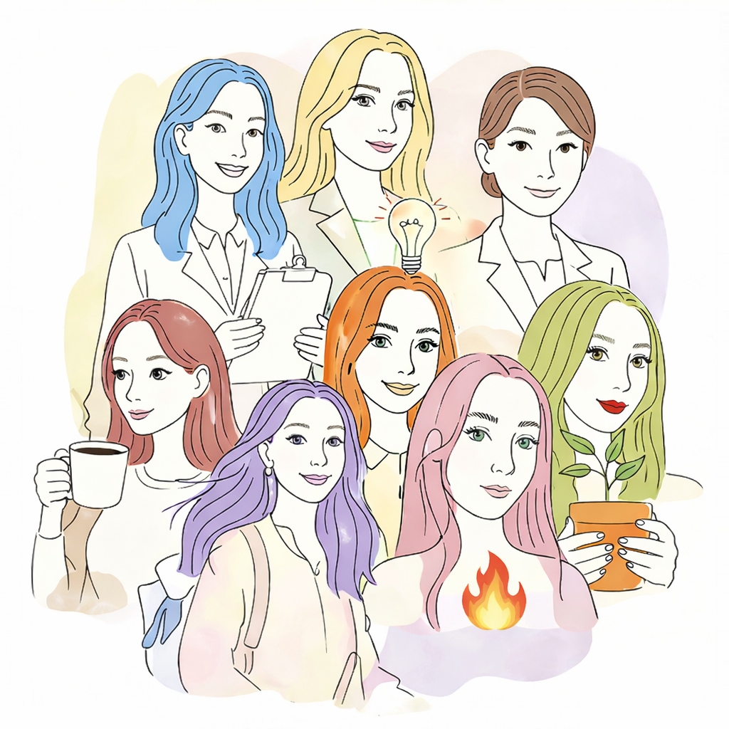 8つの価値観タイプキャラクター集合